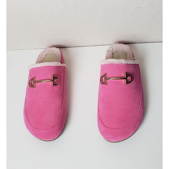 Cole Haan Shoes - Cole Haan Womens Slip On Ada Mule Pink Suede Shoes Gold Tone Horsebit 9 10B